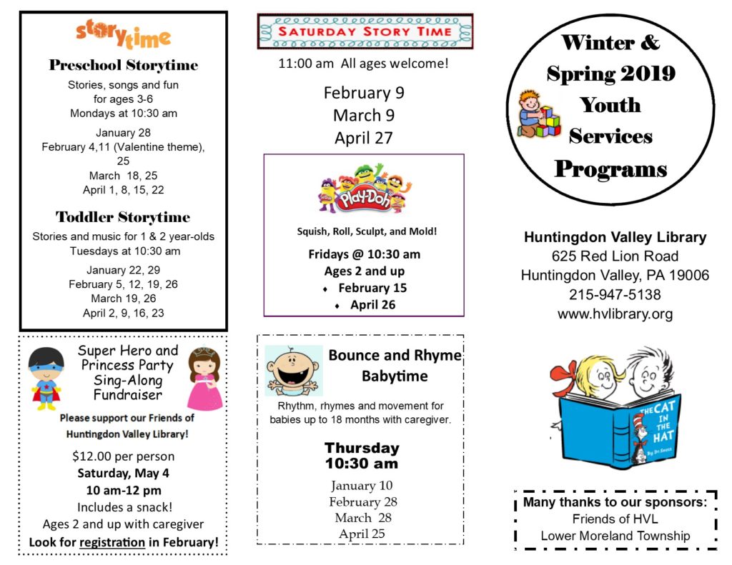 January 2019 Calendar of Events – Huntingdon Valley Library