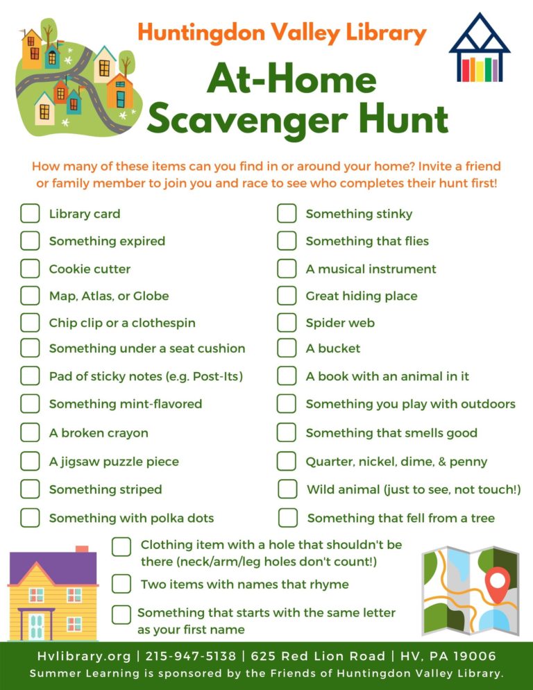 At-home Scavenger Hunt – Huntingdon Valley Library