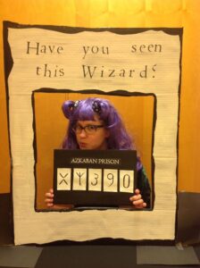 Former Youth Services Librarian Glynnis at one of our Harry Potter parties